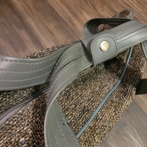 Vintage Oscar De La Renta Luggage Carry On Gray Tweed Tapestry 80s Overnight - Picture 8 of 14